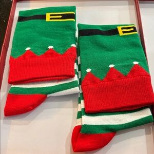 Festive Green and Red Elf Socks